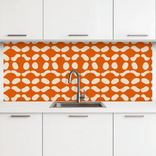 Oranje - Organische vormen - Wit keuken achterwand 2 middel 871 -3d