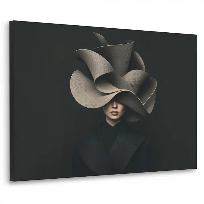 Zwarte - Hoed - Vrouw Textielframe - compleet frame klein -3d