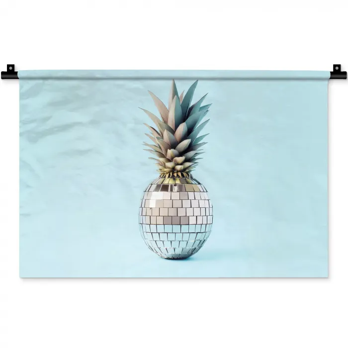 Blauw - Ananas - Disco - Discobal Wandkleed katoen klein -zz3d