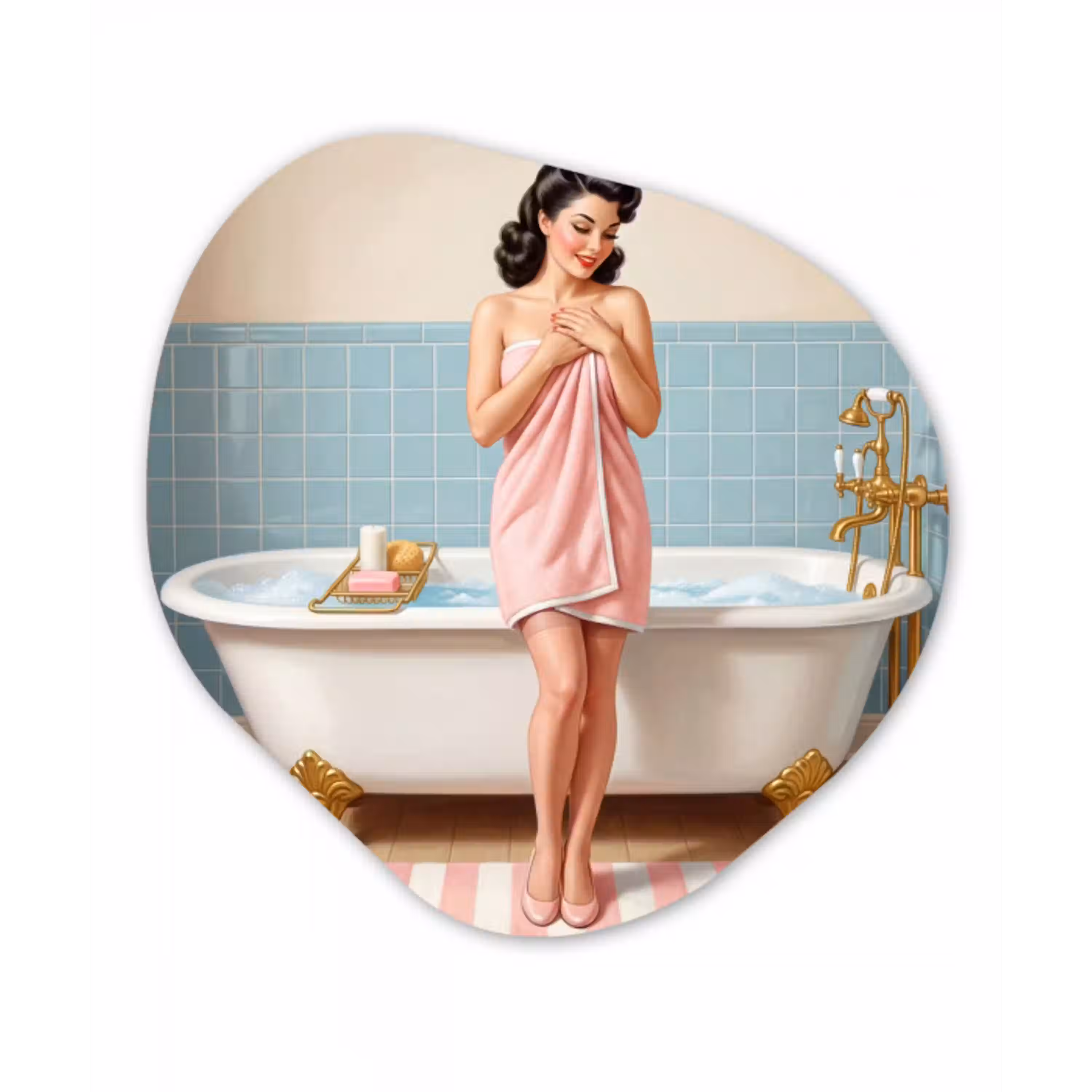 Badkamer - Vrouw - Roze Wandcirkel Organisch Forex 3mm klein -3d