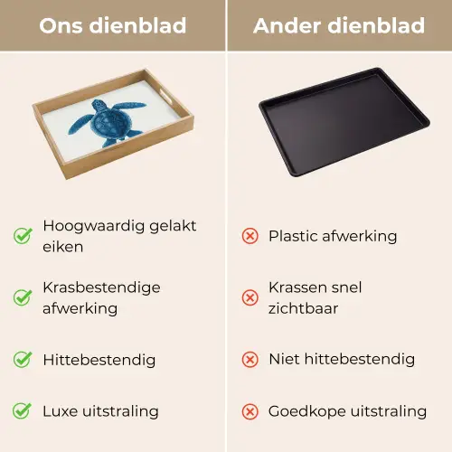 Schildpad - Blauw - Schild Dienblad Rechthoek middel -USP_VergelijkingNL