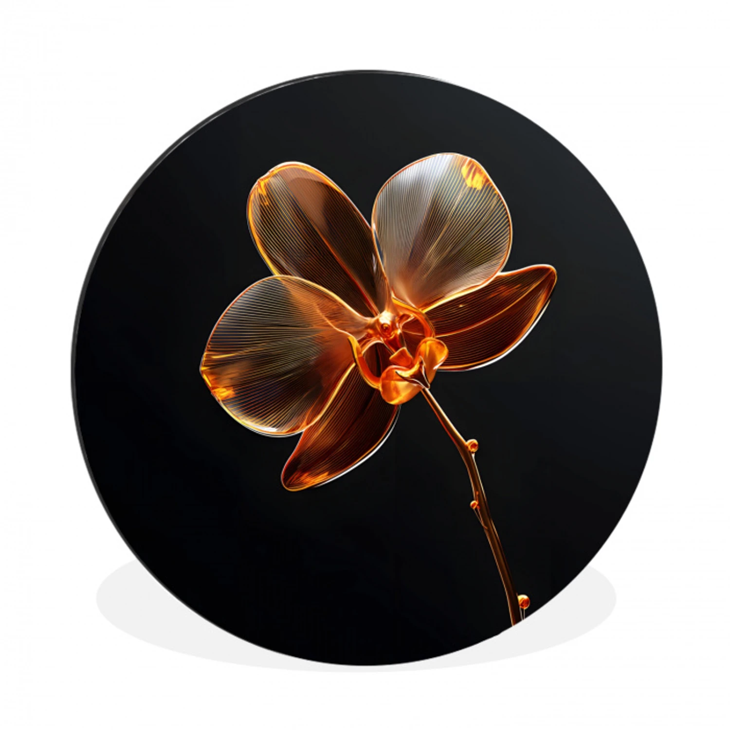 Orchidee - Doorzichtig - Bloem Wandcirkel aluminium klein -3d