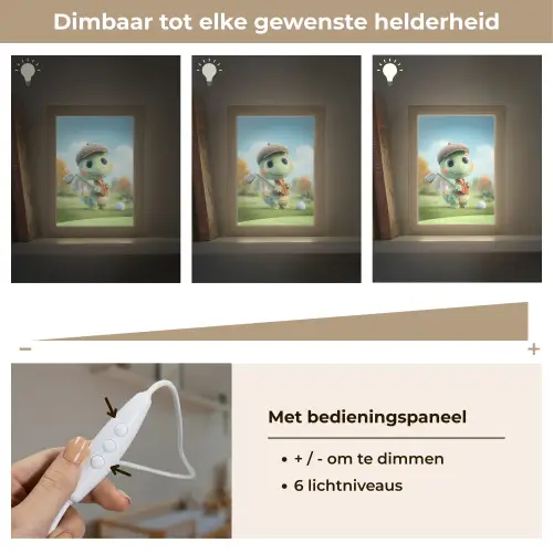Cartoon - Dino - Groen - Golven Light Box met kabel klein -USP_dimbaarNL