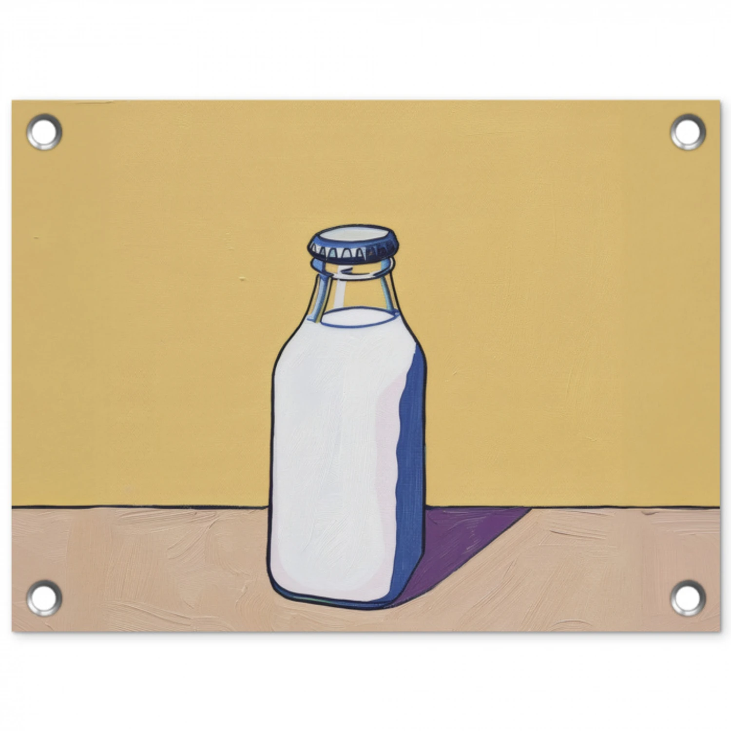 Glazen - Fles - Illustratie - Melk tuinposter los doek klein -3d