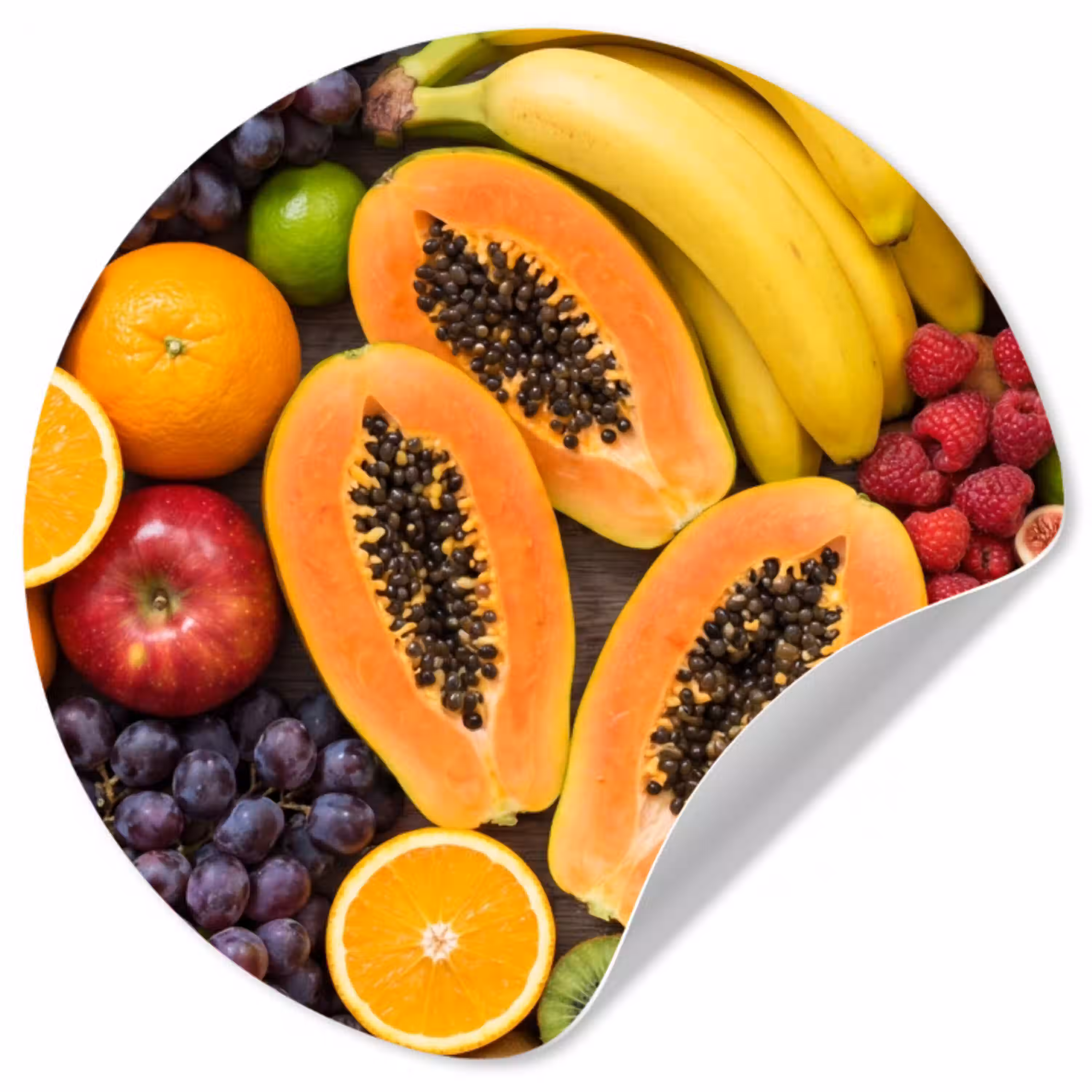 Eten - Fruit - Groenten - Vers - Kleurrijk Wandcirkel behangsticker klein -3d