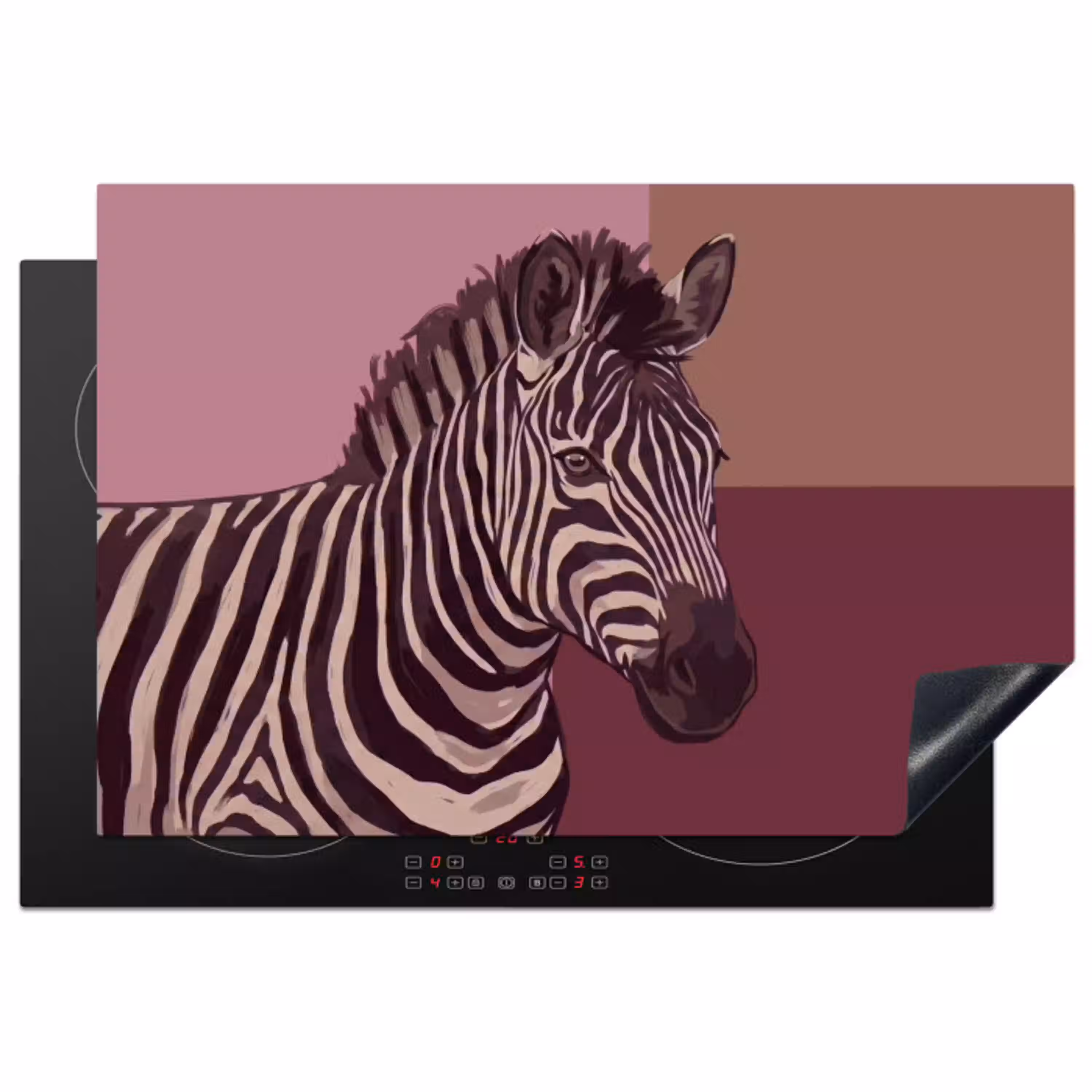 Dieren - Zebrahoofd - Wildlife - Modern - Bruin Inductie beschermer vinyl 3mm klein -3d