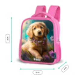 Goudkleurige puppy in het gras Kinderrugzak - Roze middel -productfoto_formaten
