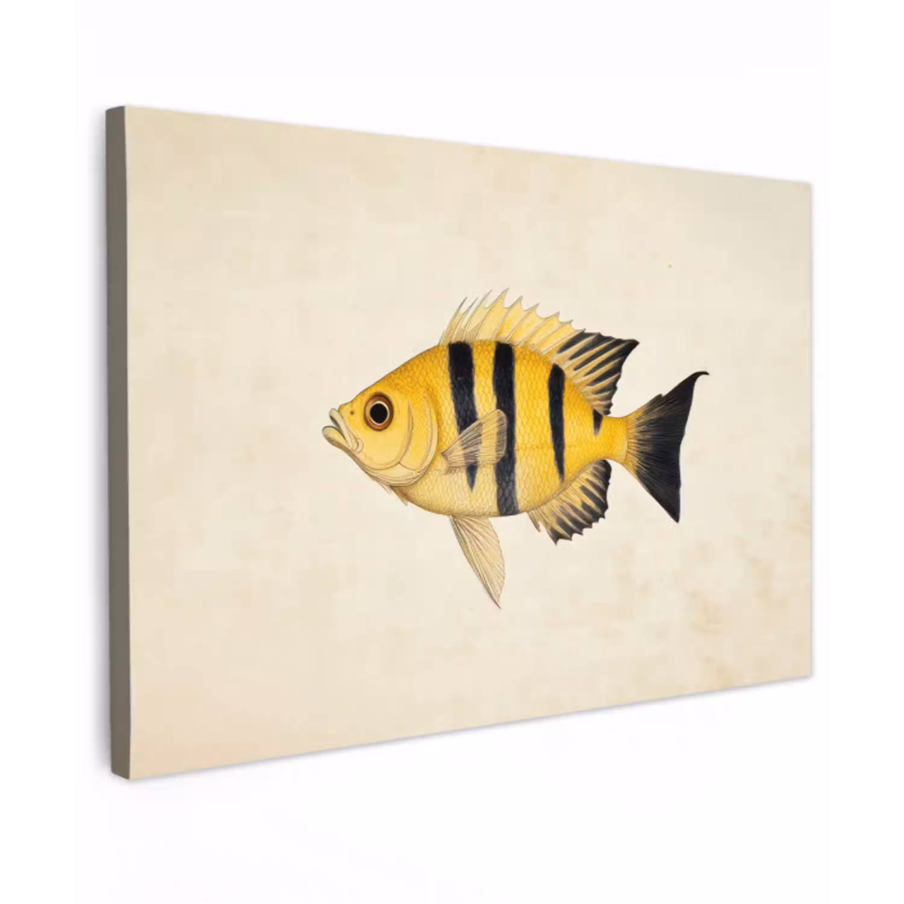 Geel - Vis - Strepen - Tropisch canvas 2cm klein -z3d