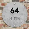 Grijs botanisch patroon - Modern Naambord Rond klein -sfeer2