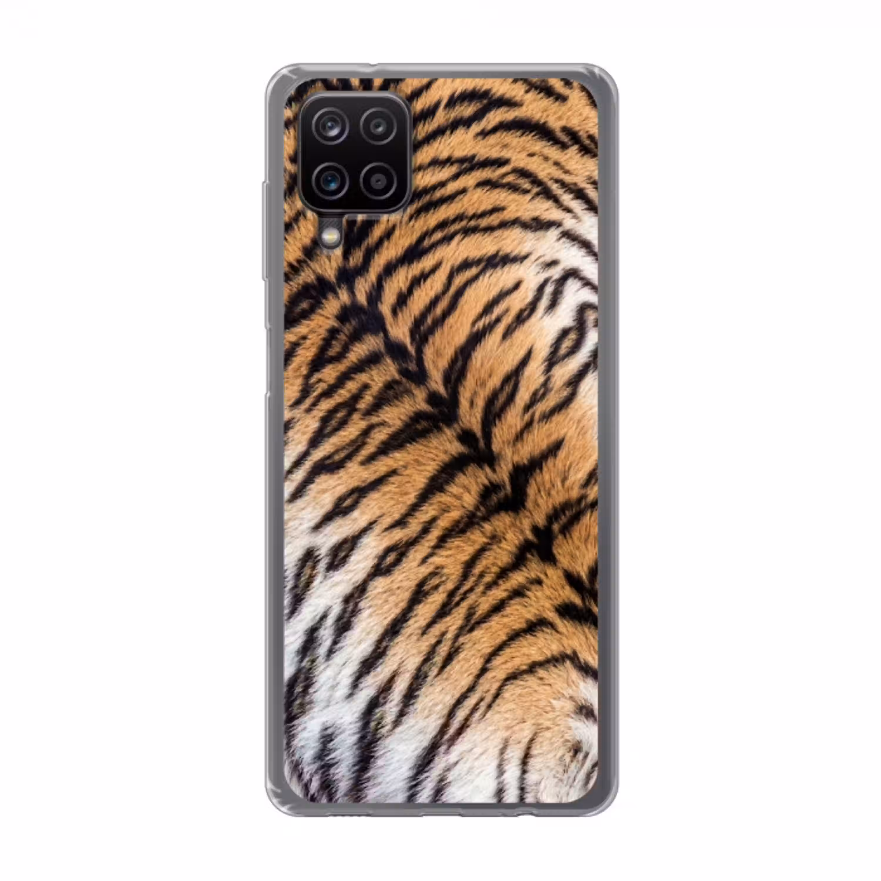 Realistisch - Tijgervacht - Zwart Telefoonhoesje Samsung Galaxy A12 klein -3d