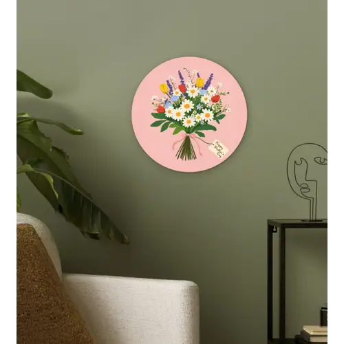 Bloemen - Lint - Kaartje Wandcirkel kunststof plaat 5mm dik klein -sfeer3