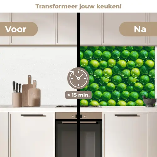 Limoenen - Druppels - Groen keuken achterwand 2 middel 871 -voor-na2_NL