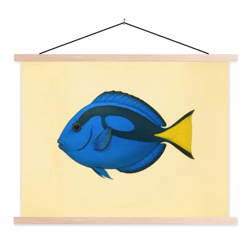 Blauw - Dory - Vis - Staartvin textielposter latten blank klein -3d