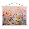 Schilderij - Bloemen - Abstract - Kleurrijk textielposter latten blank klein -3d