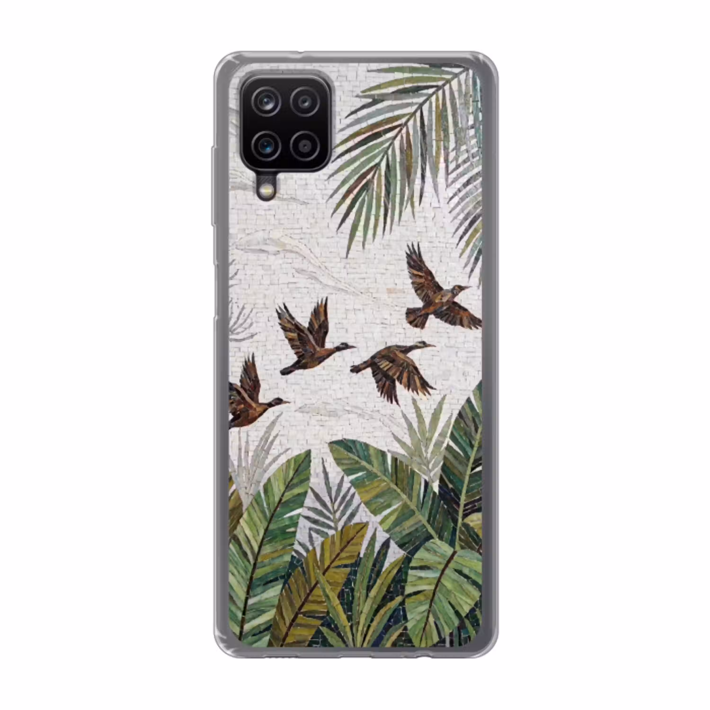 Vogel - Vliegend - Tropisch - Mozaïek - Groen Telefoonhoesje Samsung Galaxy A12 klein -3d