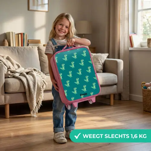 Tyranosaurus specs Kinderkoffer - Roze klein -sfeer2_NL