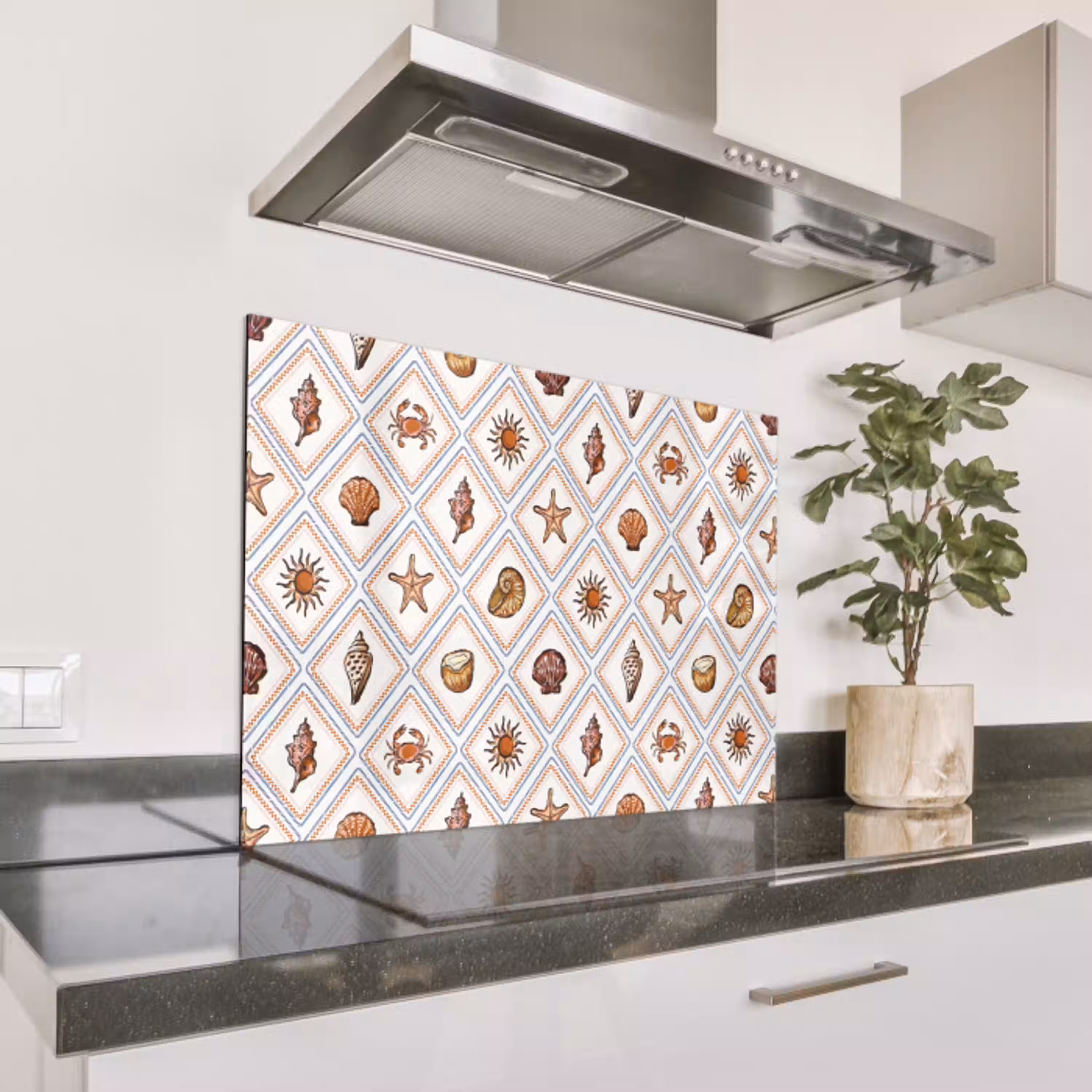 Nostalgisch - Kust - Zee  - Kokosnoot- Schelp - Multi Spatscherm Aluminium middel 423 -zzproduct_nieuw