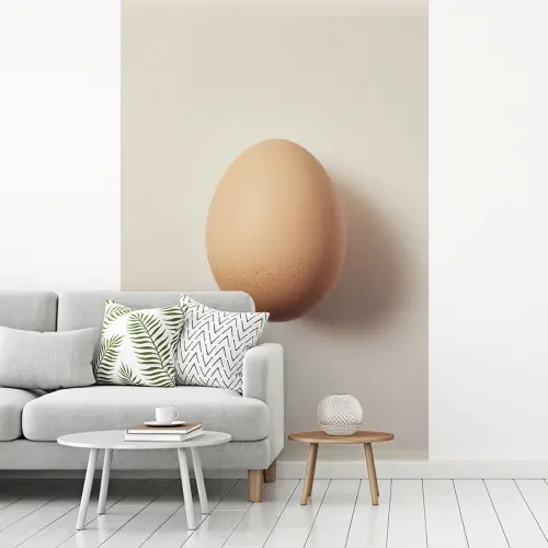 Ei - Beige - Ovaal - Egaal fotobehang vinyl groot -woonkamer