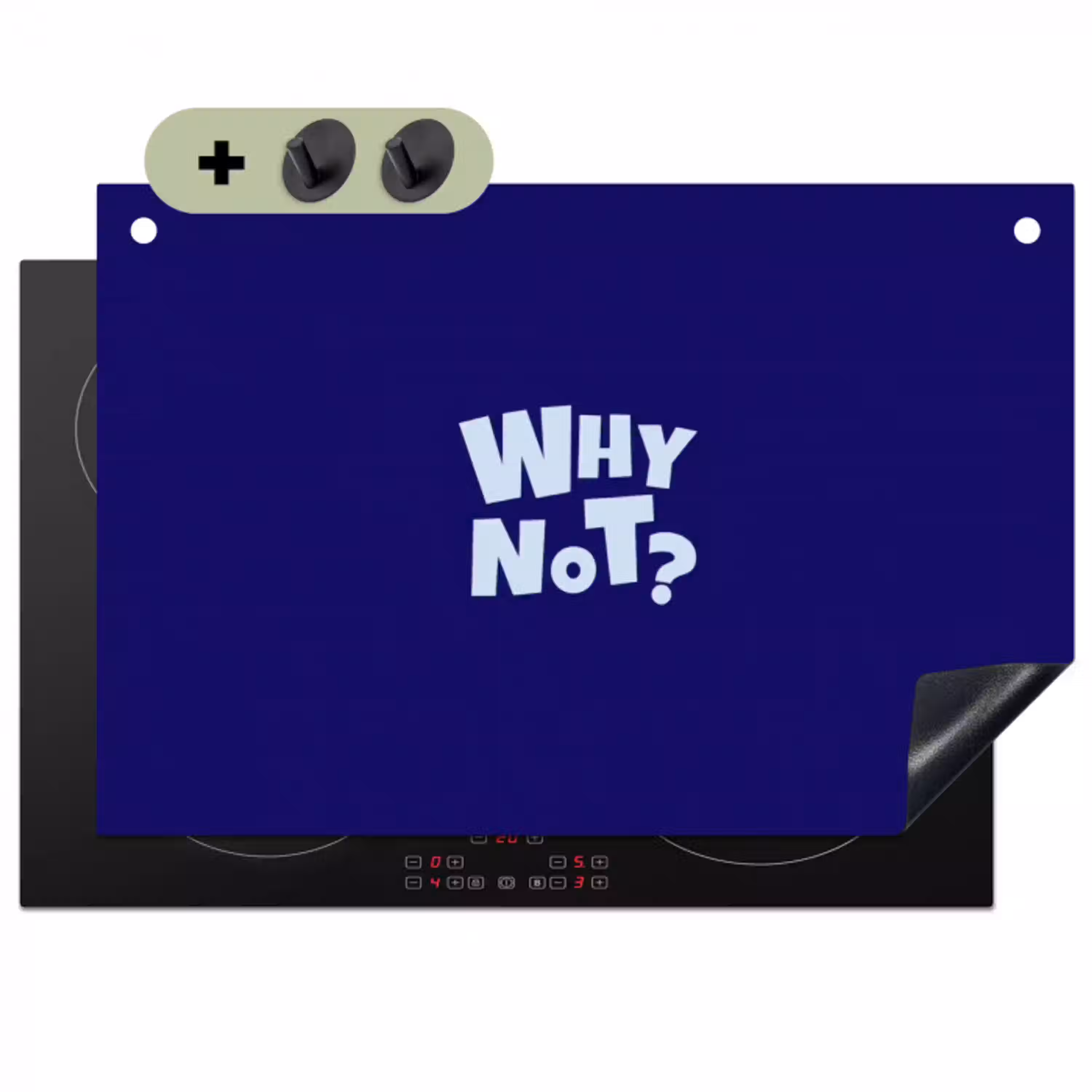 Blauw - Why not - Minimalistisch Inductie beschemer met haakjes klein -3d