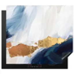 Abstract - Acryl - Blauw - Goud - Elegant Inductie beschermer vinyl 3mm middel -3d