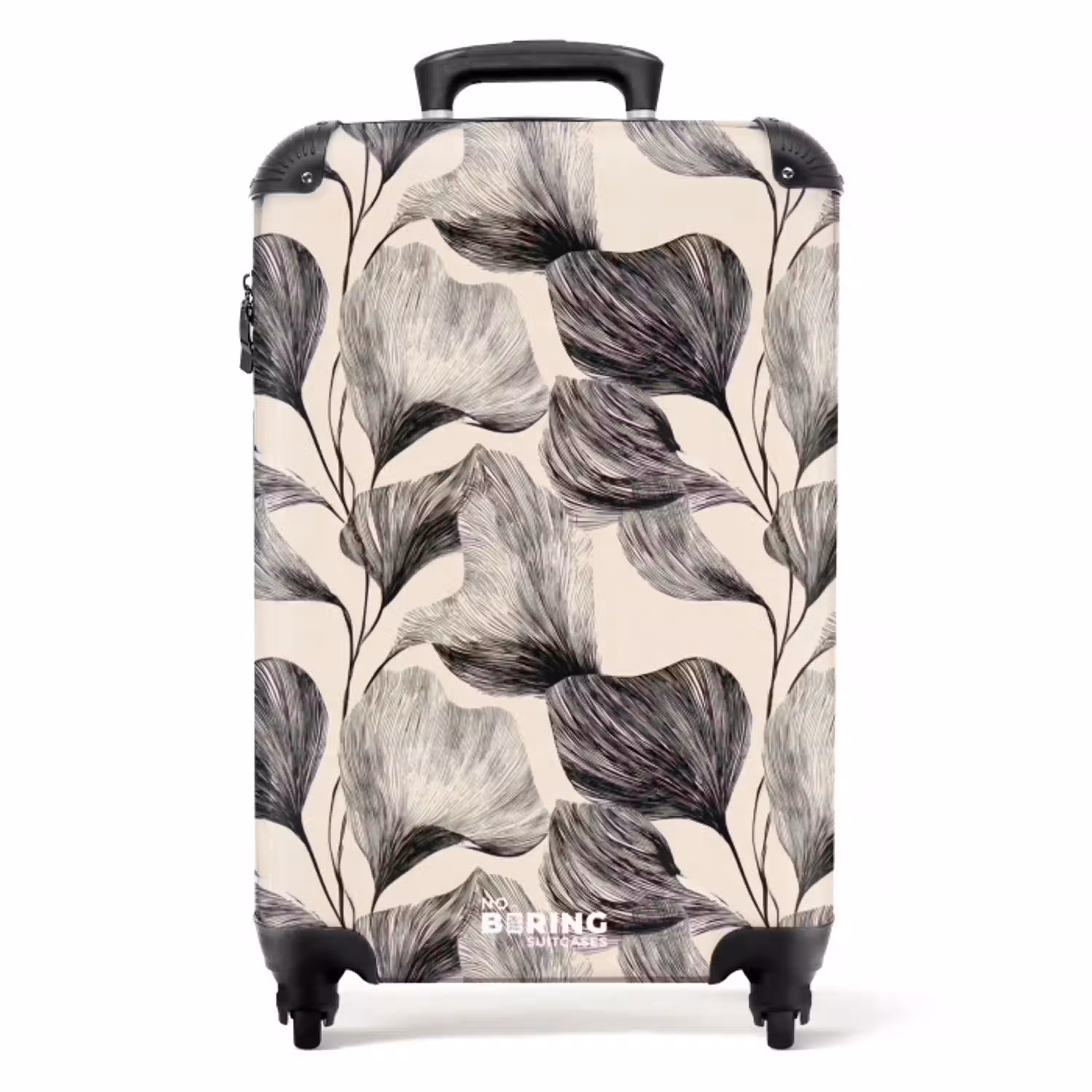 Botanisch - Bladeren - Zwart NBS - Handbagage koffer - Volwassenen Unisex middel -productfoto_recht