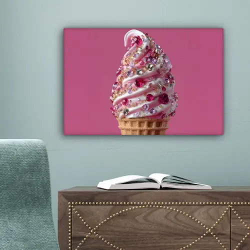 Softijs - Edelstenen - Roze - Hoorntje canvas 2cm klein -sfeer4