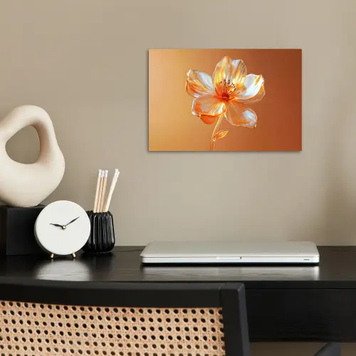 Glazen - Bloem - Oranje poster papier klein -sfeer1