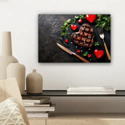 Steak - Hart - Bestek canvas 2cm klein -sfeer6