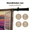Doorkijk - Lavendel - Landschap - Bloemen - Paars Wandkleed katoen klein -sfeer2