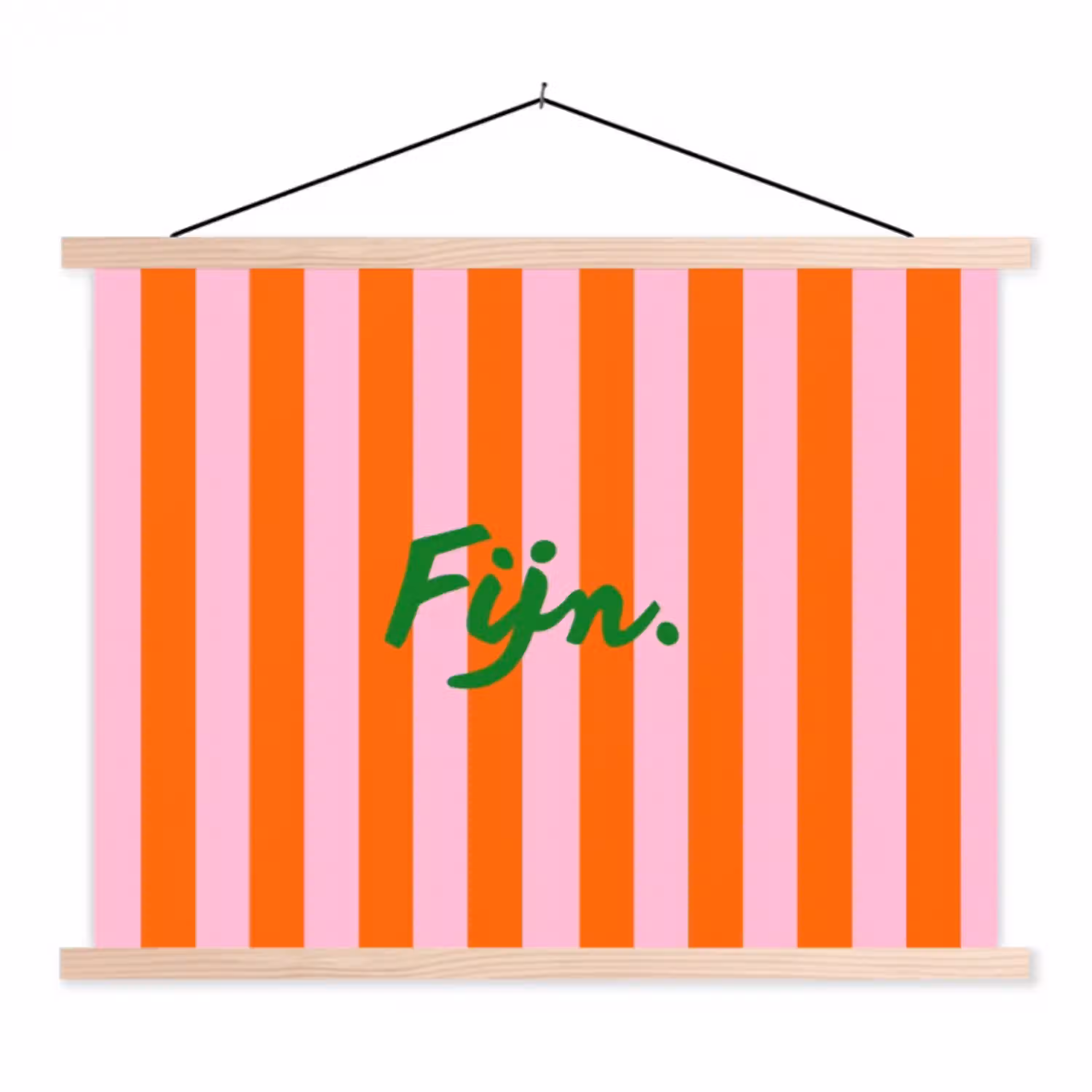 Patroon - Oranje - Fijn - Strepen textielposter latten blank klein -3d