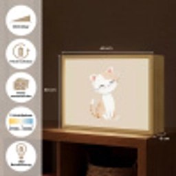 Kat - Kitten - Beige Light Box met batterij (Wandlamp kind) middel -USP_websiteoverzichtDE