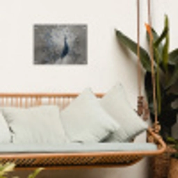 Pauw - Veren - Verf - Blauw tuinposter los doek klein -sfeer7