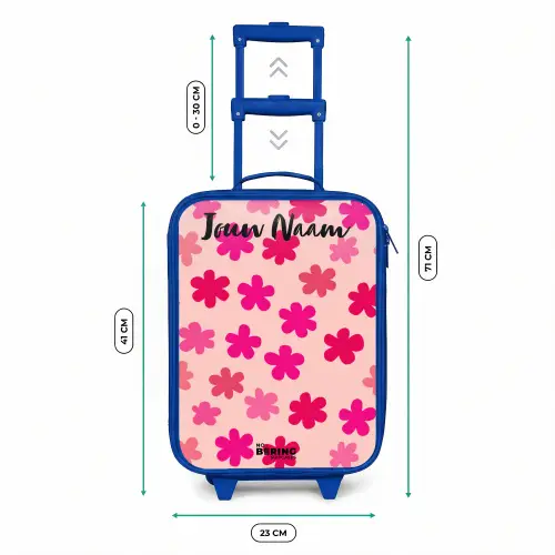 Bloemen - Patroon - Roze Kinderkoffer - Blauw klein -productfoto_formaten