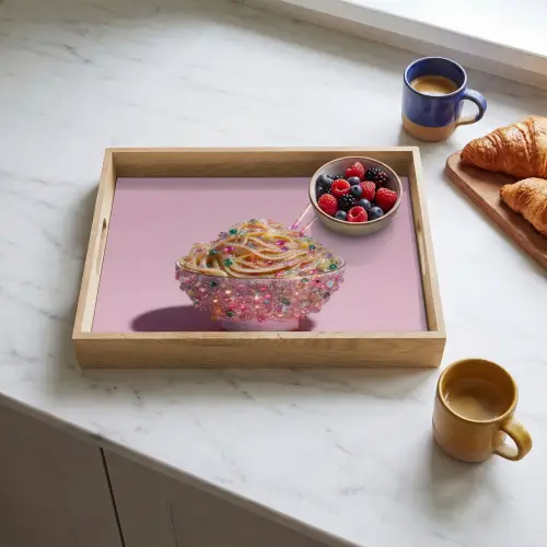 Noodles - Edelstenen - Stokjes - Roze Dienblad Rechthoek middel -sfeer2