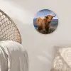 Schotse Hooglander - Berg - Water - Natuur - Koe Wandcirkel kunststof plaat 5mm dik klein -sfeer5