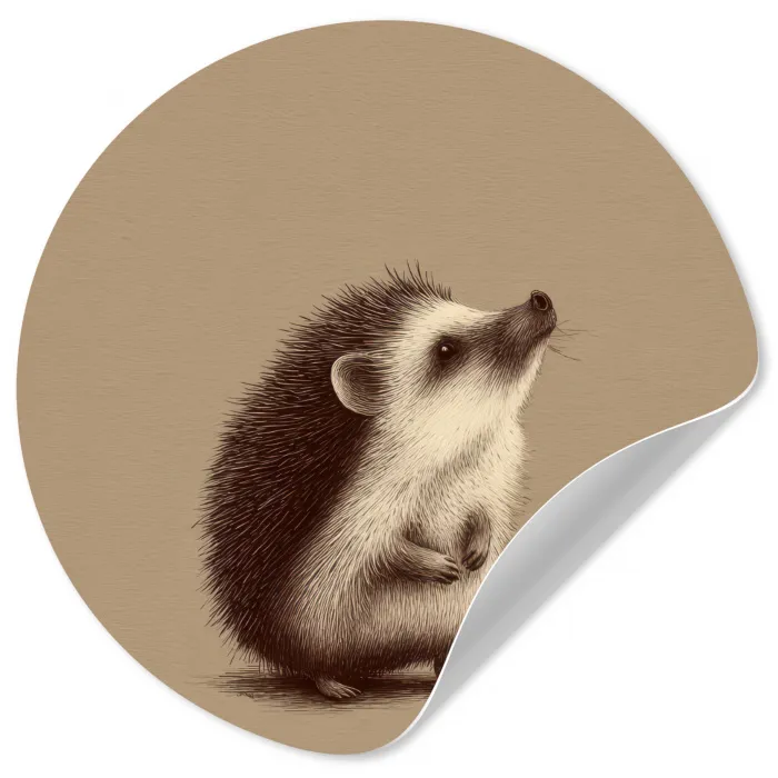 Egel - Snuitje - Bruin - Stekels Wandcirkel behangsticker klein -3d