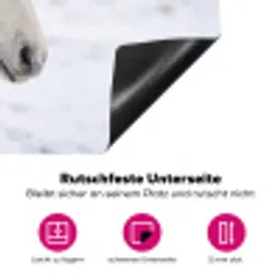 Paard - Kop - Winter - Dieren - Wit Inductie beschermer vinyl 3mm klein -zzzzzzz-lf-onderkant