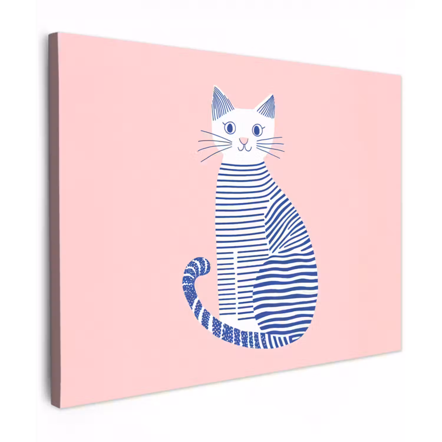 Leinwandbild - Katze - Illustration - Minimalistisch - Rosa