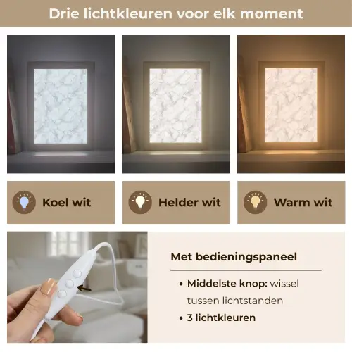 Wit - Marmer - Grijs Light Box met kabel (Tafellamp) klein 925 -USP_lichtkleurNL
