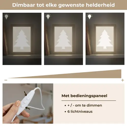 Japandi - Kerstboom - Beige - Kerstversiering Light Box met kabel (Wandlamp) klein -USP_dimbaarNL