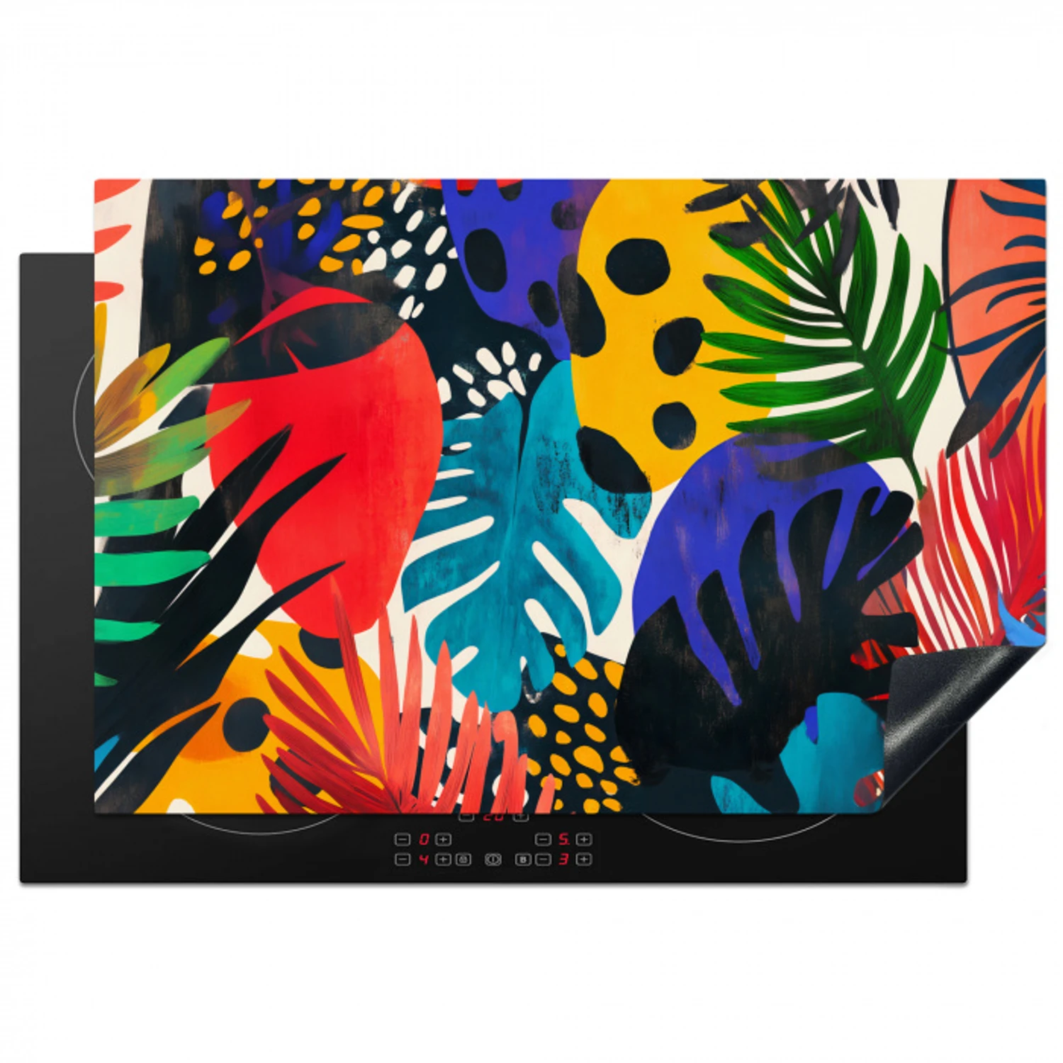 Bladeren - Vormen - Abstract - Kleurrijk Inductie beschermer vinyl 3mm klein -3d