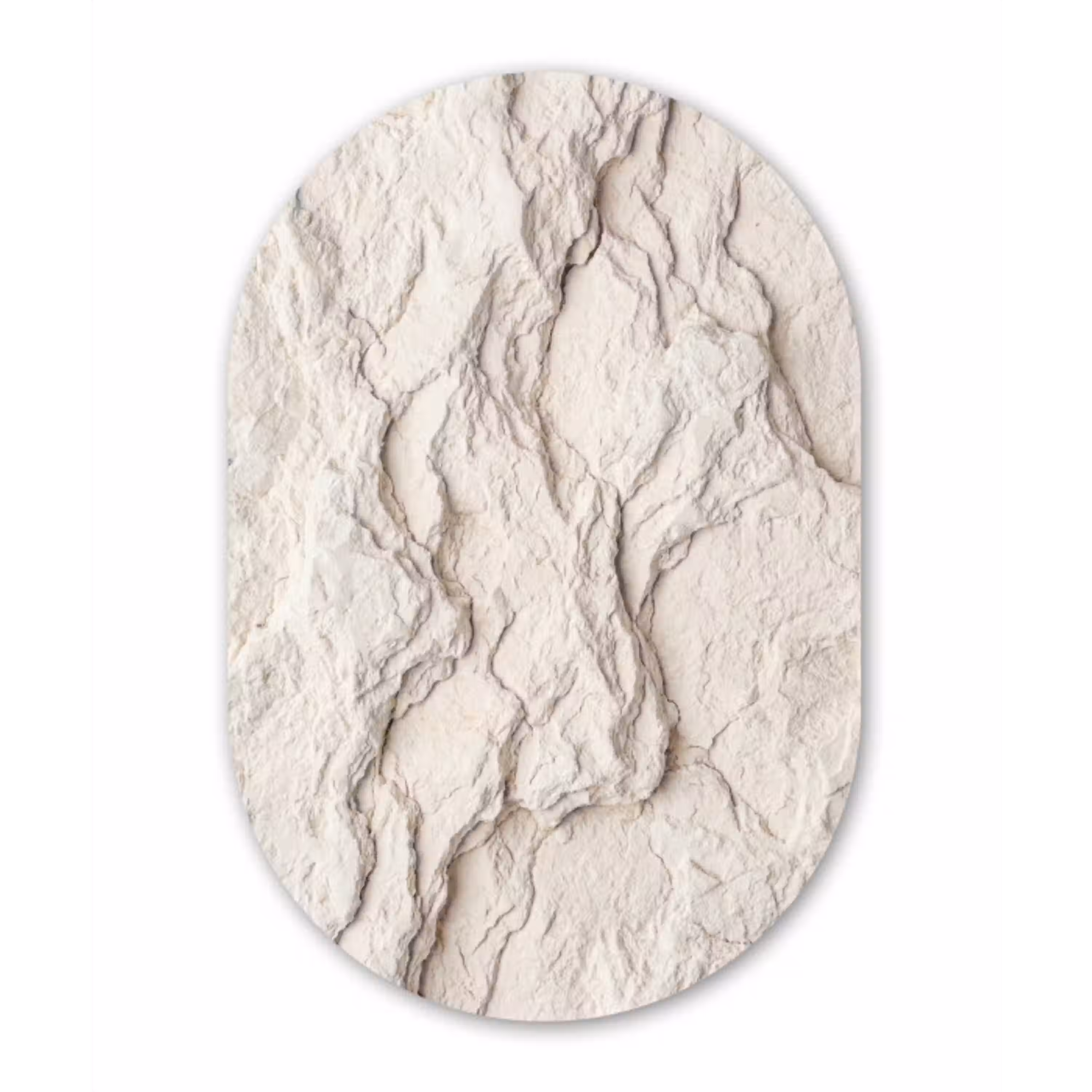 Rots - Structuur - Natuur - Beige - Abstract Wandcirkel Ovaal Aluminium middel -3d