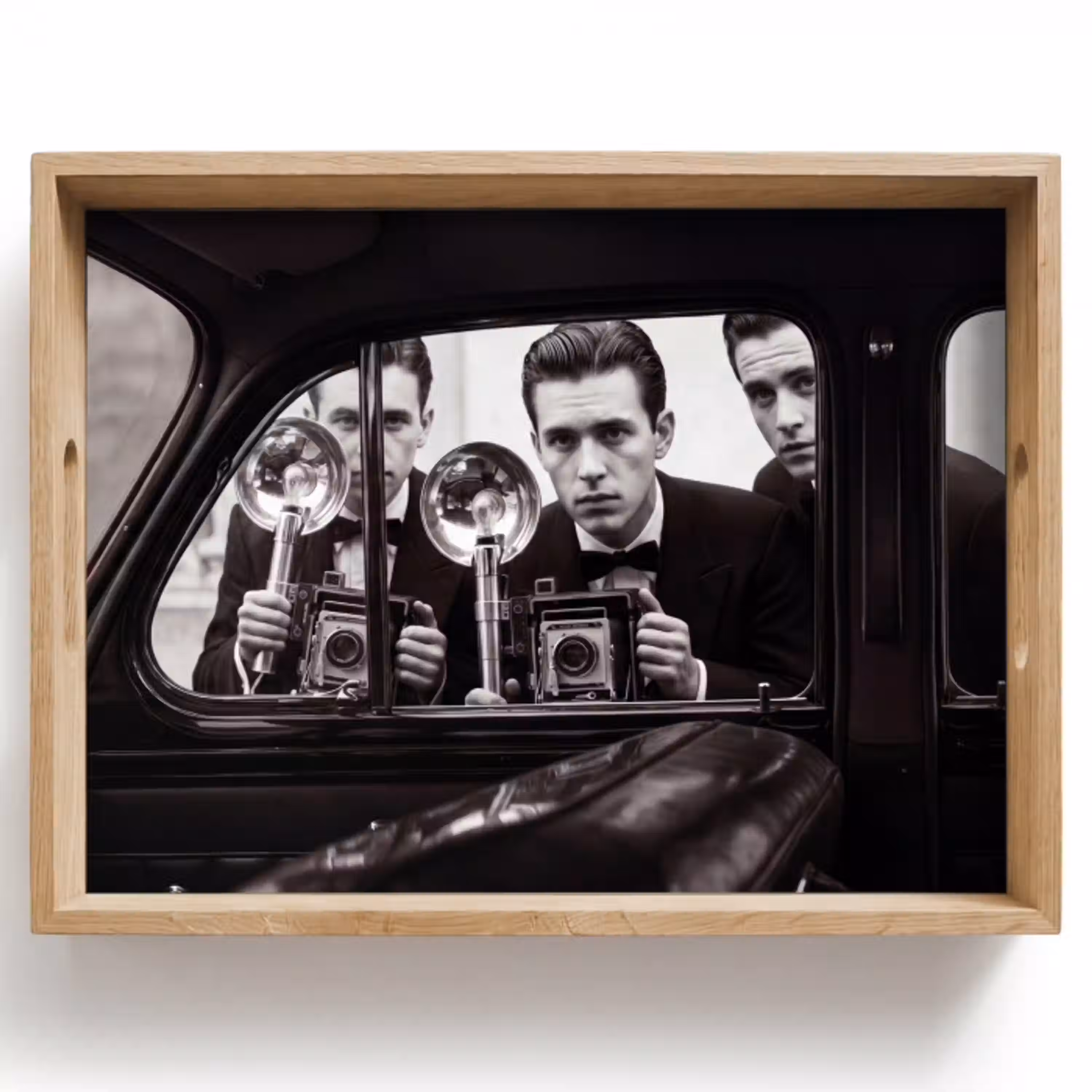 Fotograaf - Camera - Vintage - Journalistiek - Zwart-wit Dienblad Rechthoek middel -z3d_shopping