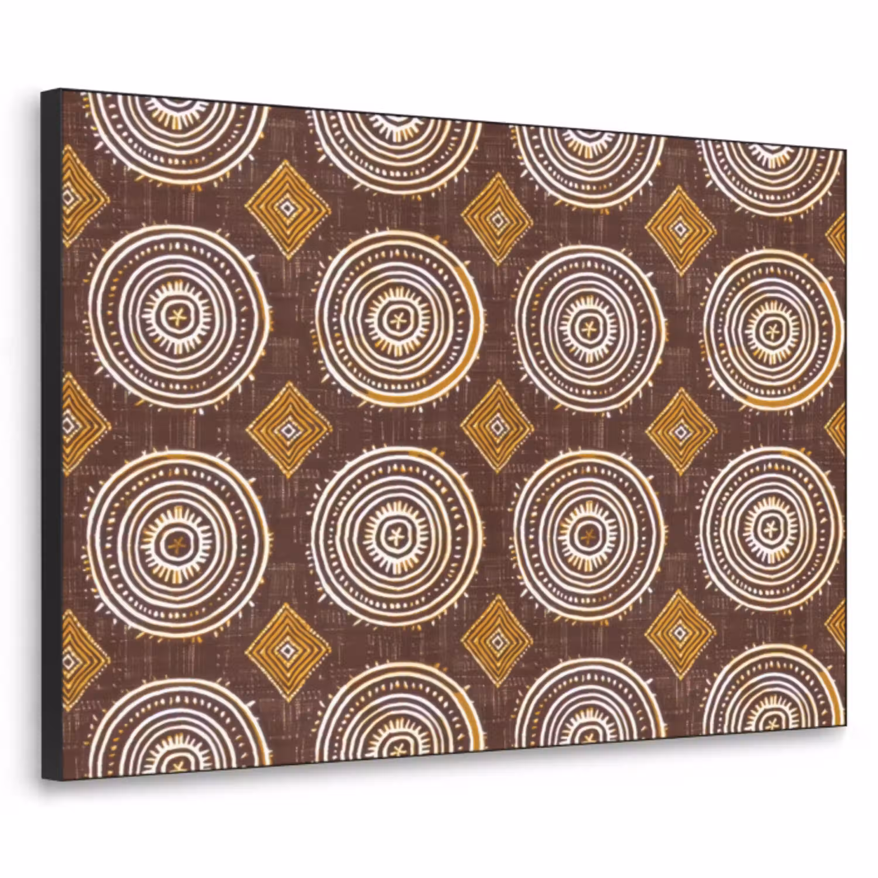 Chocoladebruin - Etnisch - Tribaal - Cirkels - Patroon Textielframe zwart klein 947 -3d