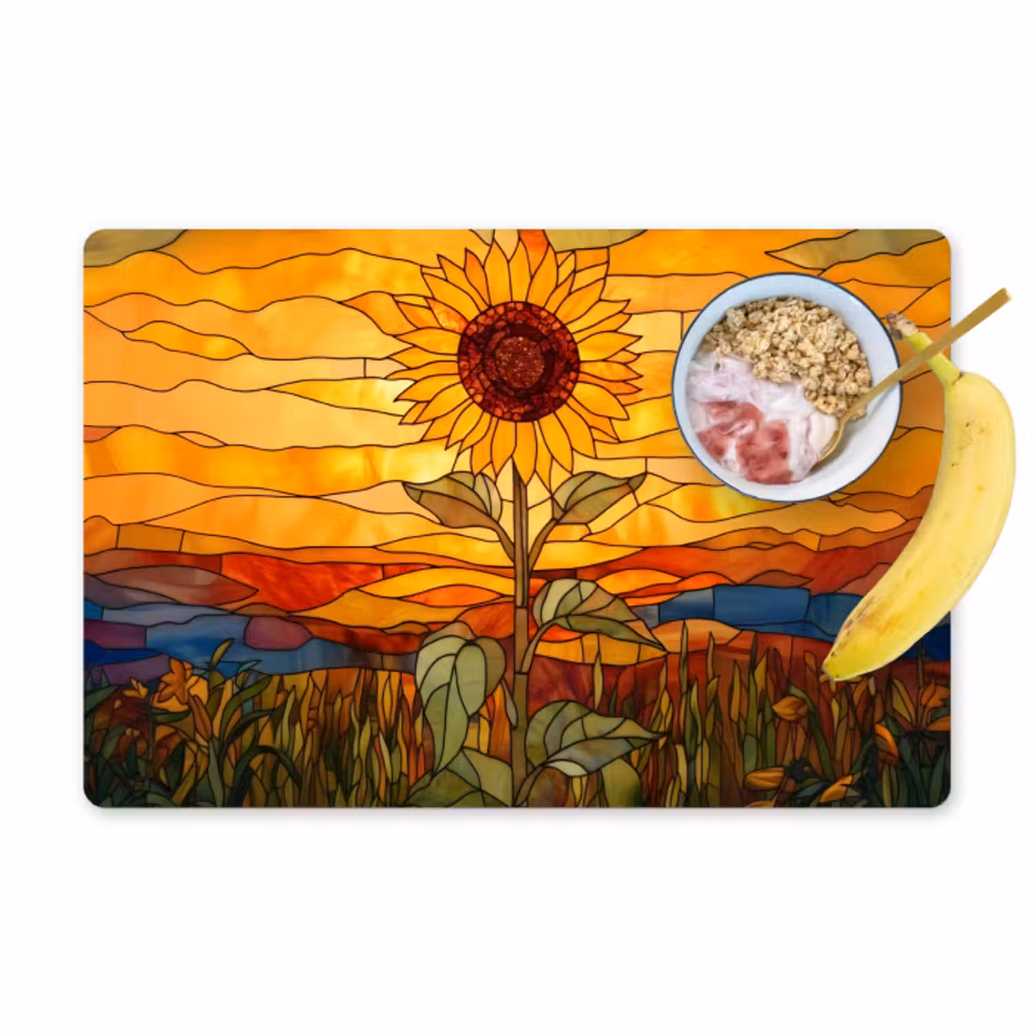 Tischset - 6 Stück - Sonnenblume - Mosaik - Sonnenuntergang - Gelb
