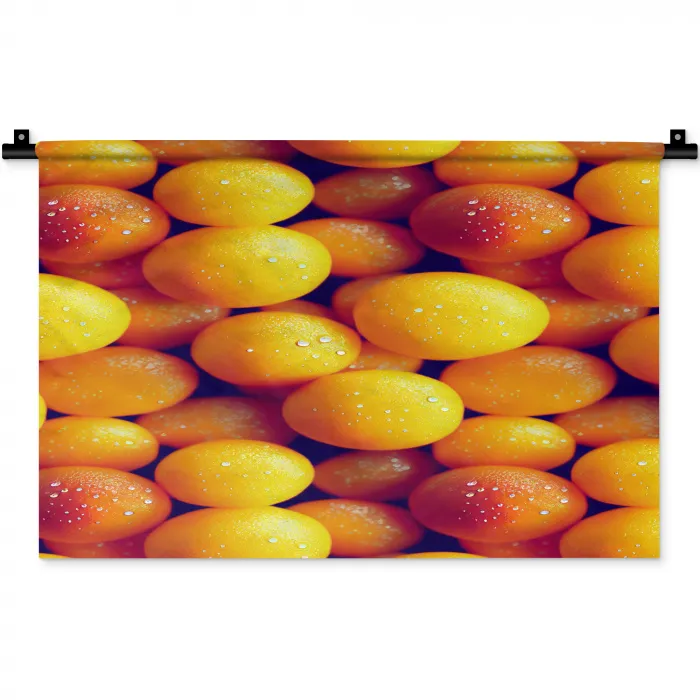 Vrucht - Waterdruppels - Oranje Wandkleed katoen klein 269 -zz3d