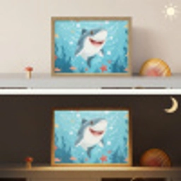 Haai - Vissen - Blauw - Onderwater Light Box met batterij (Wandlamp kind) middel -sfeer3_kind