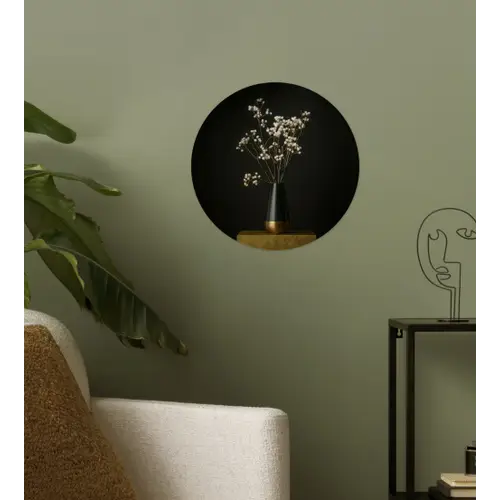 Bloembollen - Wit - Vaas - Minimalistisch Wandcirkel behangsticker klein -sfeer2