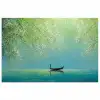 Bootje - Water - Bladeren - Bloesems poster papier klein -3d
