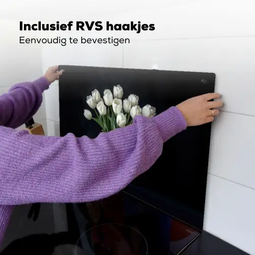 Wit - Bloemen - Tulpen - Vaas Inductie beschemer met haakjes klein -ky-ophangen-nl